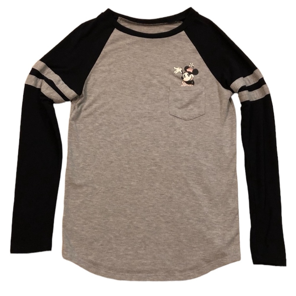 Disney • Minnie Mouse Gray Black Long Sleeve T-shirt— XS